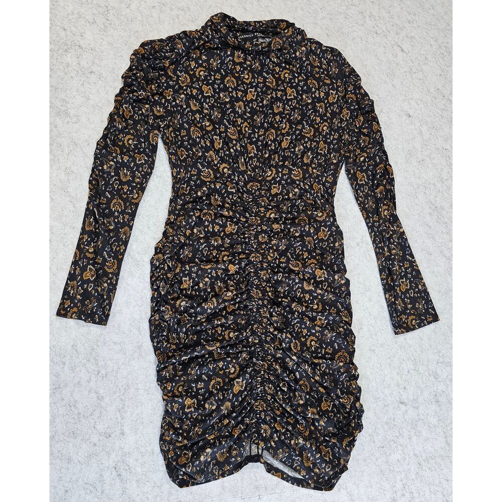 Veronica Beard Greta Dress, Ruched Bottom, Sexy,  Black -Multi Color Sz L - Picture 13 of 15